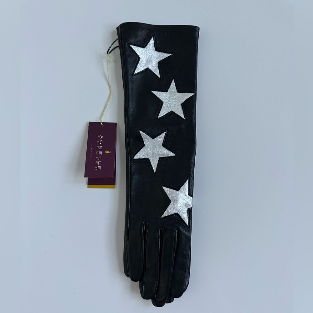 Brand new lambskin leather midi gloves with silk lining.size 7.5